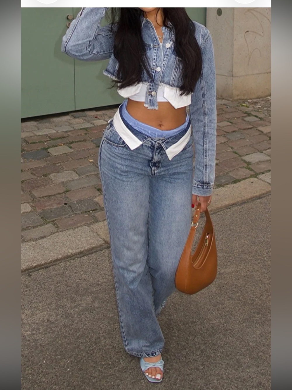 Fashion Nova Nori Denim Crop jacket & Jeans Set | Size XL NWT